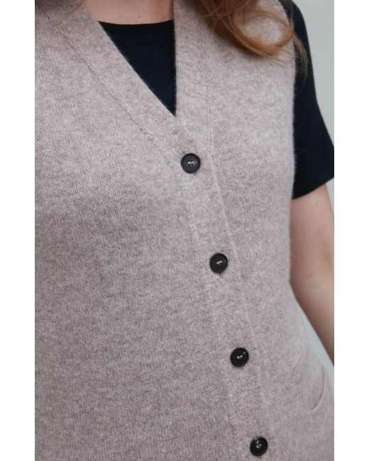 Paul James Knitwear Brown Lambswool Laura V Neck Waistcoat With Pockets
