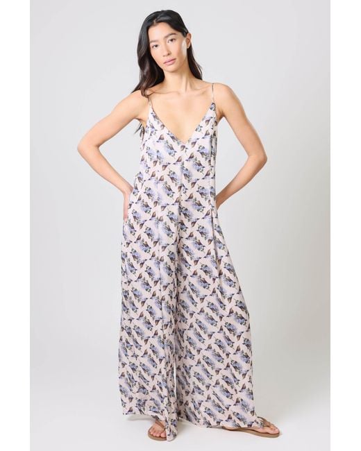 Traffic People White Hummingbird And Bird Print Ithaca Sleeveless Jumpsuit