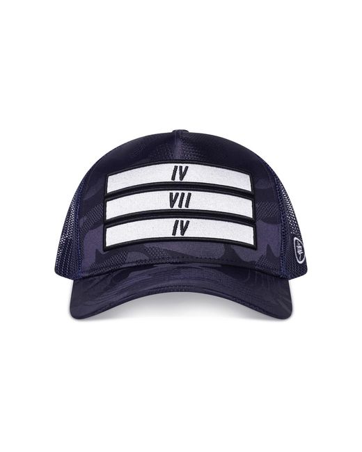 474 co Blue 474 Camo 3 Bars Trucker Hat Label for men