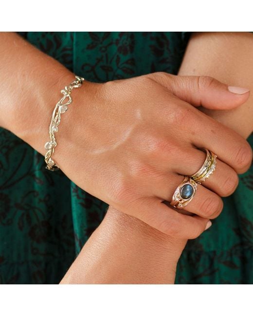 Isla Silver Metallic Crown Mixed Metal Spinning Ring