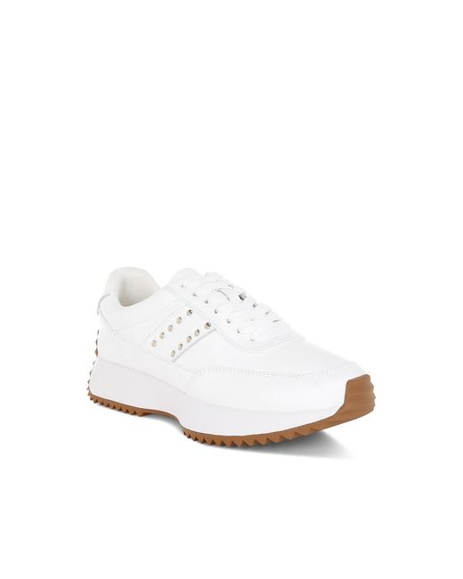 Rag & Co White Athion Studded Real Leather Sneakers