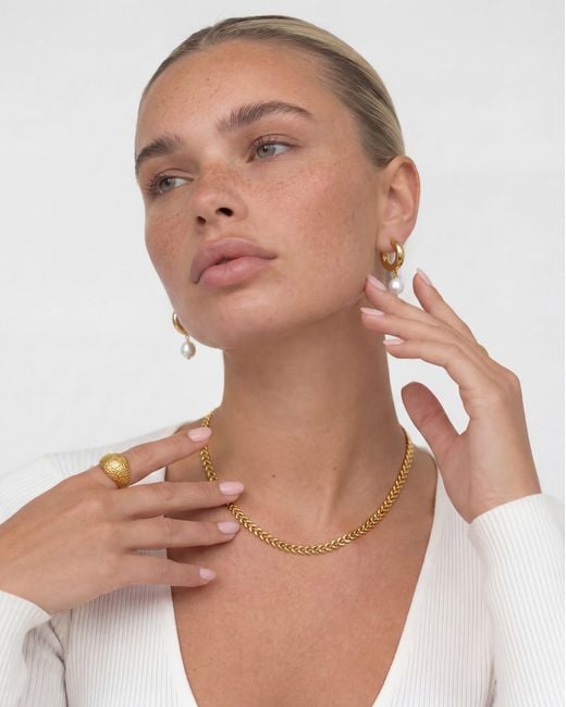 Elk & Bloom Metallic 14K Leaf Chain Choker Necklace