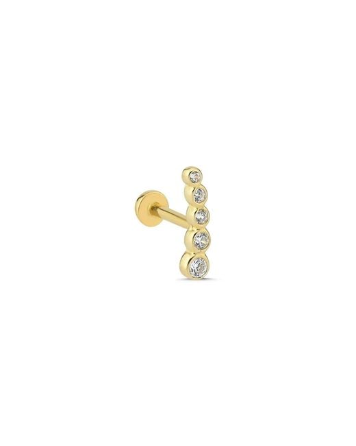LINYA JEWELLERY Metallic Real Five Stone Tragus, Round Stone Piercing, Screw Back Climber Earrings, Cartilage Moissanite Earrings, Piercing Jewelry