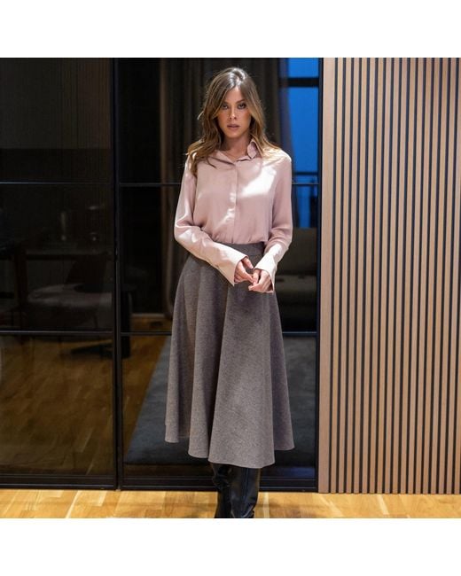 MIONÈ Brown Fluttering Wool A Skirt