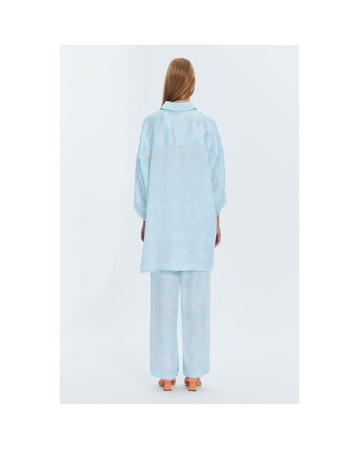 Monosuit Blue Cozy Loose Fit Wide-Leg Pants