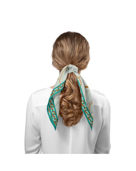 Le Parmentier Green Heritage Chain And Pearls Silk Bandana