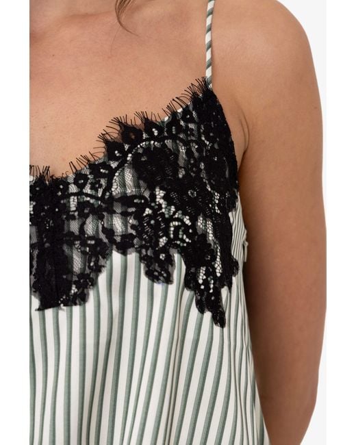 Amy Lynn Black Sienna Stripe Satin Lace Top