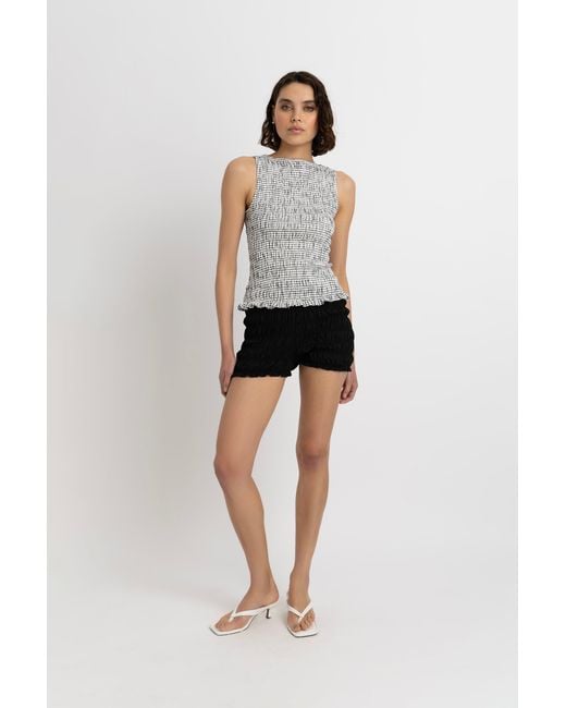 Amy Lynn White Sonya Pure Cotton Mono Check Top