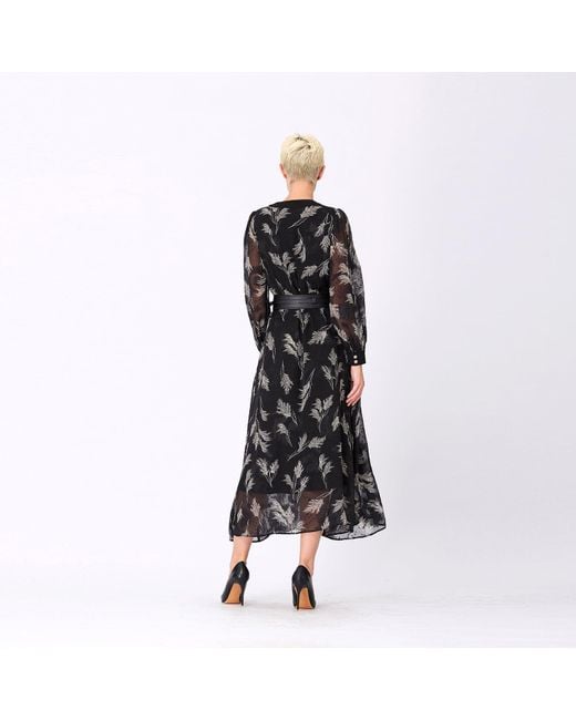 Smart and Joy Black Fit And Flare Muslin Printed Dress