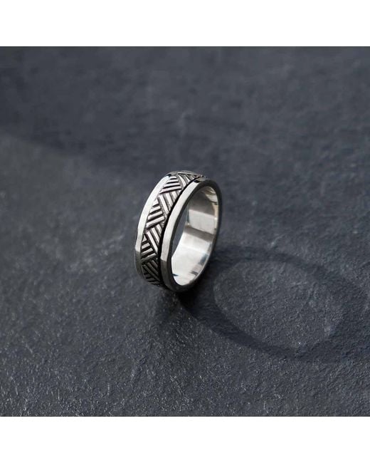 Charlotte's Web Jewellery White Mayan Warrior Silver Spinning Ring for men