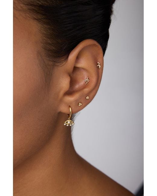 Vanhi White Defender Evil Eye Hoops