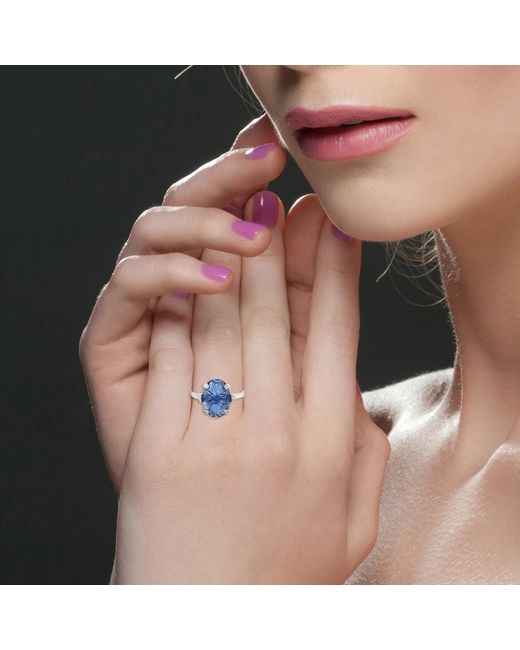 Artisan Blue 18K Carved Tanzanite & Diamond Statement Ring