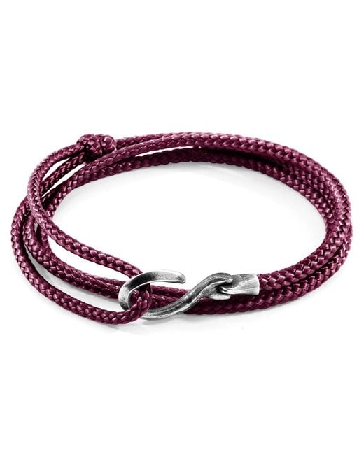 Anchor and Crew Purple Aubergine Heysham & Rope Bracelet for men