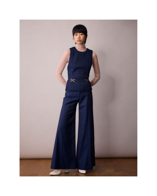Amanda Thompson Couture Blue Marlo Pleated Waistcoat & Pinstripe Italian Wool