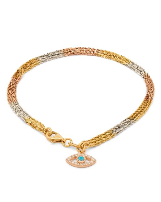Kaizarin Metallic Rose Triple, And Rose Bracelet With Evil Eye Charm Drop