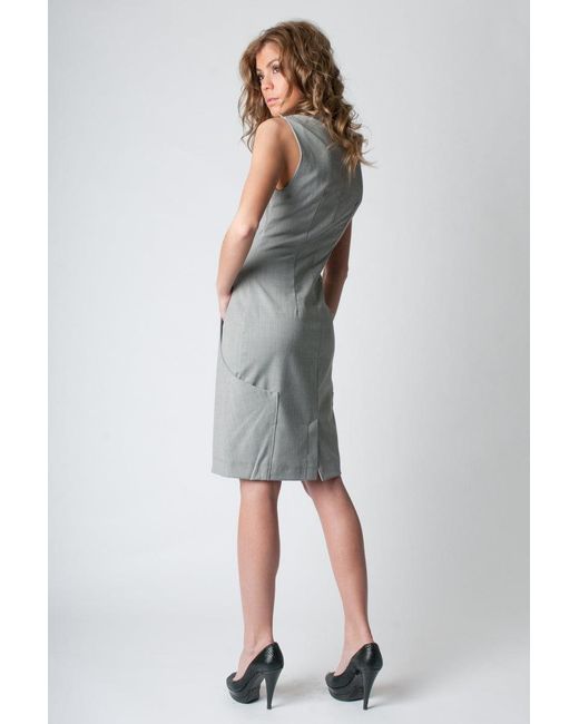 Conquista Gray Woven Sleeveless Dress