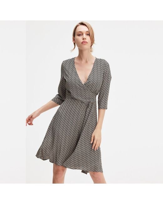 Smart and Joy Gray Crossed Draped On Side Skater Dress