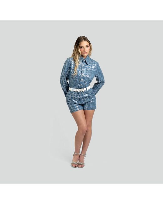 Maui X Lolita Blue Moné Sequin Denim Romper