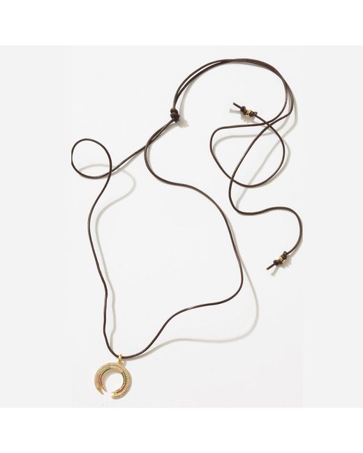 Alexie of Athens Metallic Crescent Leather Wrap Necklace