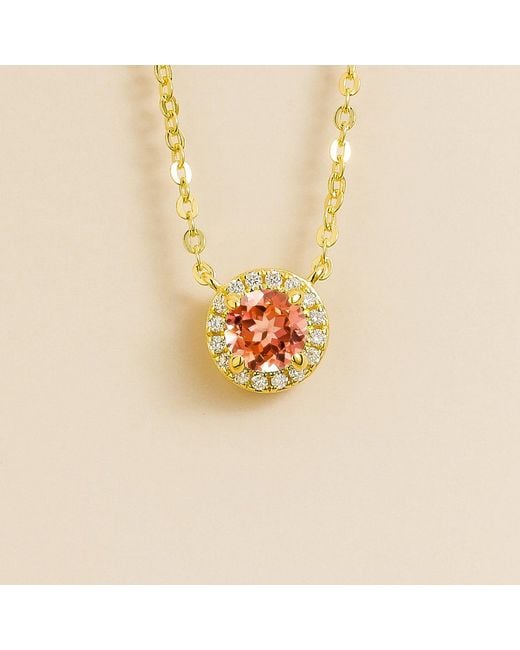 Juvetti Metallic Mars Necklace Set With Padparadscha Sapphire & Diamond