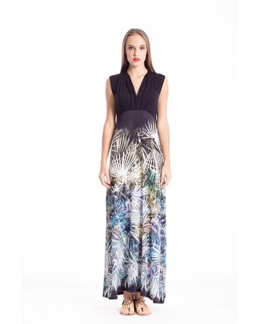 Conquista Blue Empire Waist Maxi Dress
