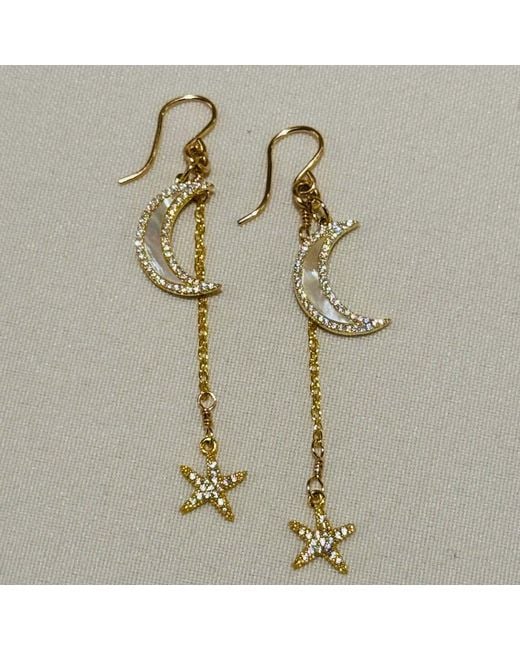 Lexi Jewelry Metallic Dreamy Moon 'N Star Sparkly Earrings