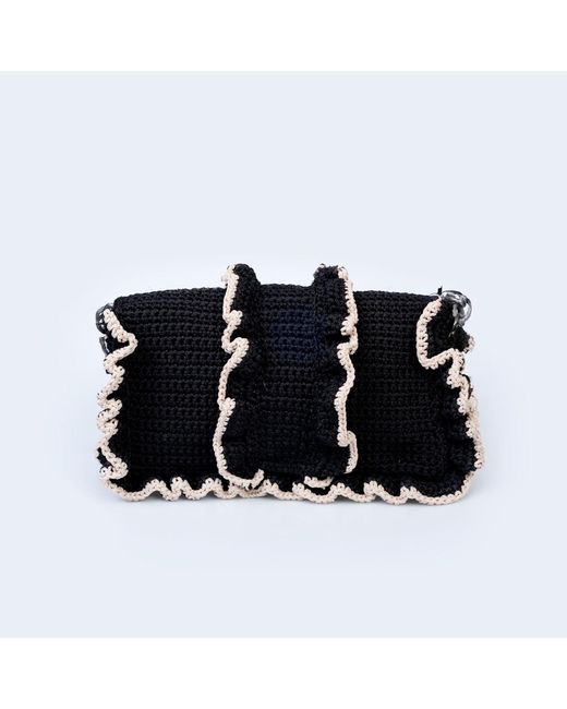 Sibylla Delphica Black Handwoven Raffled Handbag Ophelia