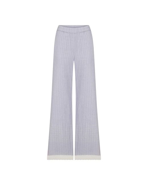 NAZLI CEREN Purple Anville Linen Trousers