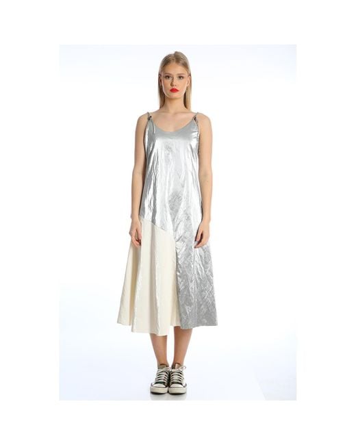 Silvia Serban Gray Adjustable Braces Dress –
