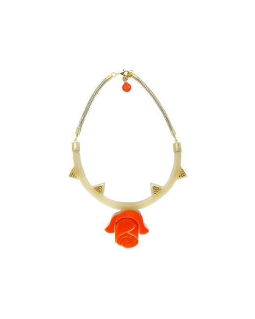 Gissa Bicalho White Handmade Acrylic Necklace Chocker Rose