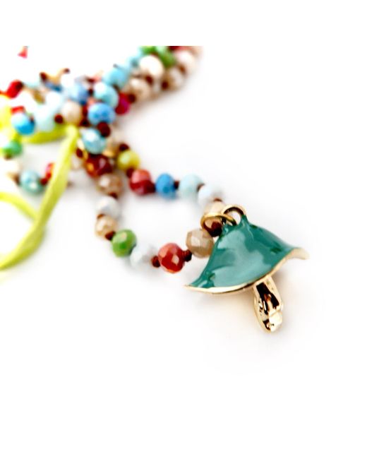 Persia Dona Jewelry Green Colorful Gemstone Mushroom Necklace