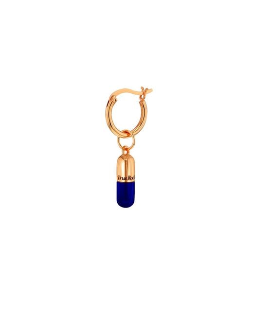 True Rocks Blue Rose 18Kt Rose-Plated & Midnight Mini Pill Charm On Rose Hoop