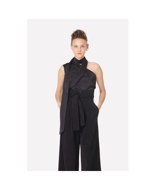 Julia Allert Black High Waist Long Wide Leg Trousers –