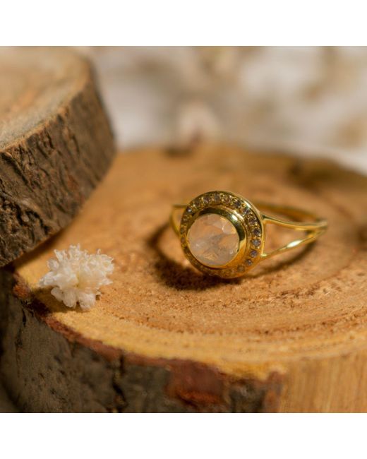 Seven Saints Metallic Moonstone Goddess Glow Ring, Over Sterling