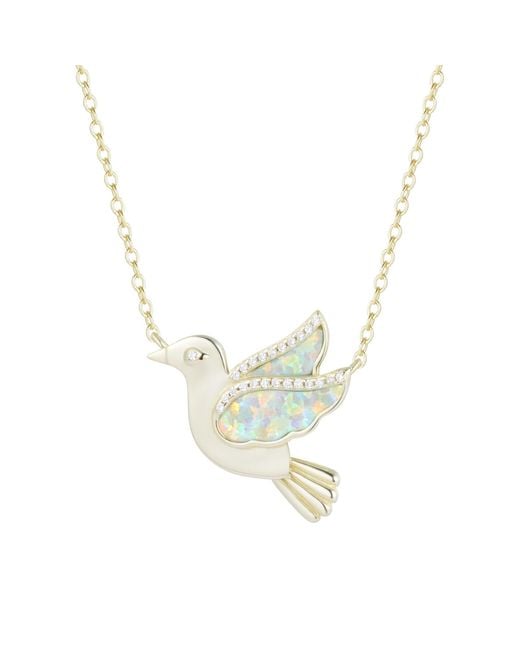 KAMARIA Blue Opal Dove Bird Necklace With Crystals