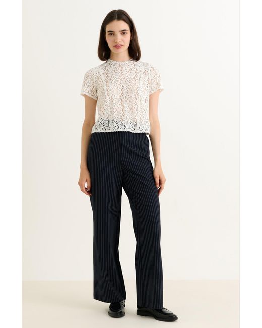 Louche Blue Tilde Pinstripe Straight Leg Trouser