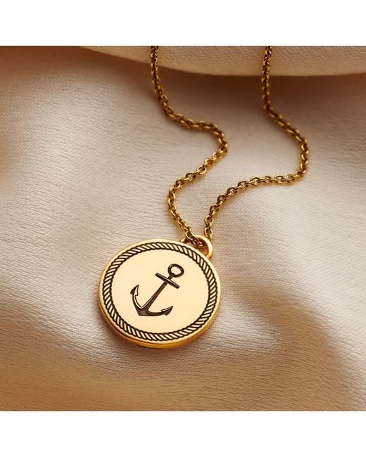 Posh Totty Designs Metallic Plated Nautical Anchor Disc Necklace