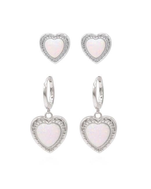 Luna Charles Metallic Opal Heart Earring Gift Set