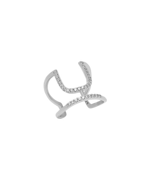Spero London Metallic Sterling Open Cuff Pave Ring