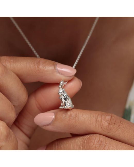 Lily Charmed Metallic Sterling Pug Charm Necklace