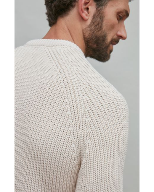 Paul James Knitwear Pink Neutrals Heavyweight Cotton Clark Fisherman Rib Knit Jumper for men