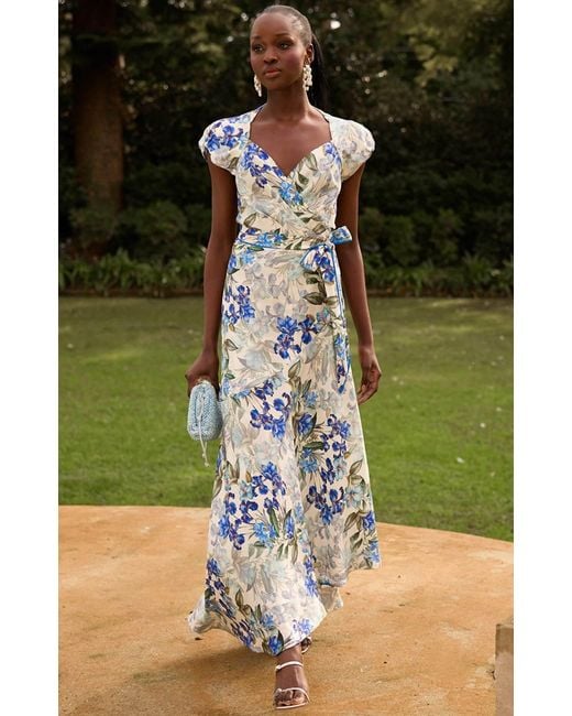 SACHA DRAKE Blue Mariette Wrap Dress