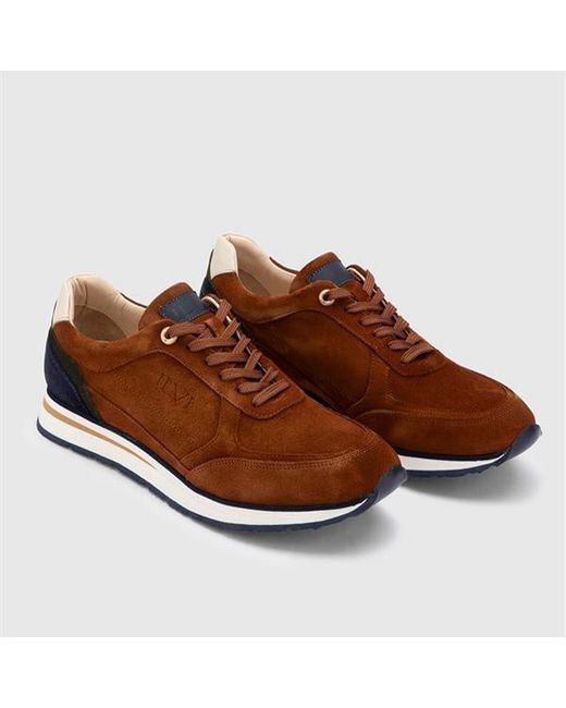 Ilvi Brown Renat Saddle--Khaki Split Suede Leather Sneaker for men