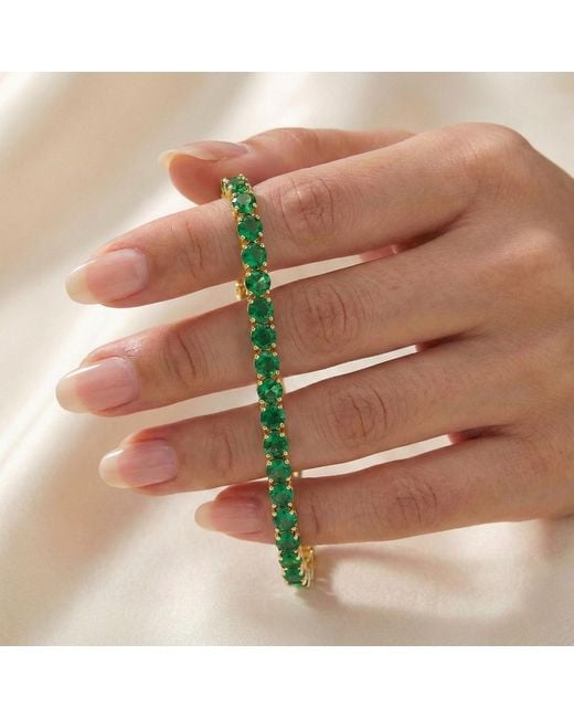 Genevive Jewelry Green Genevive Sterling Plated With Emerald Cubic Zirconia Tennis Bracelet
