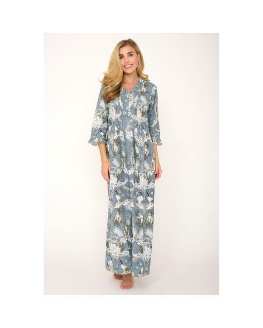 At Last Blue Cotton Annabel Maxi Dress