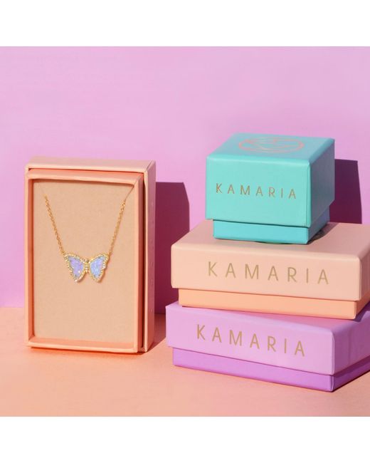 KAMARIA Metallic Opal Butterfly Necklace With Crystals