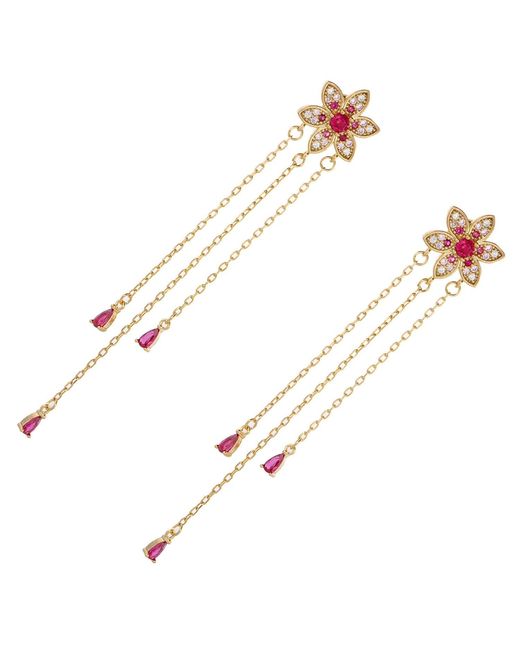 Ebru Jewelry Metallic Blossom Glow Ruby Drop Earrings