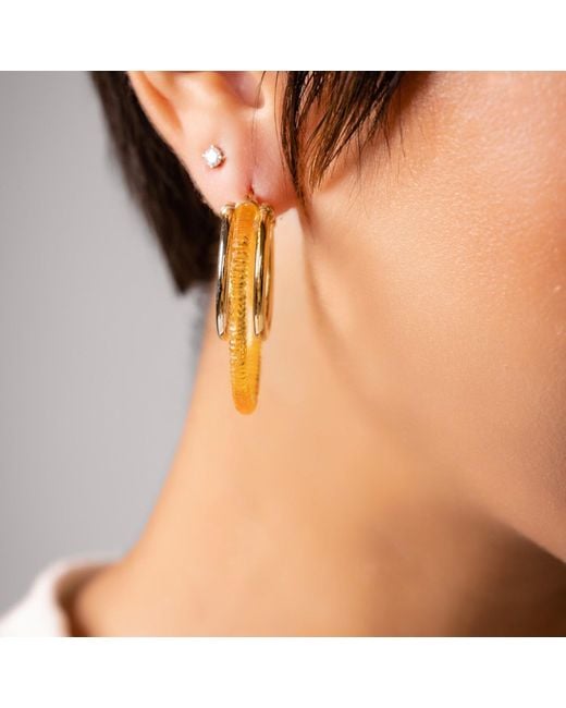 Gold & Honey Metallic Multi Hoop Earrings