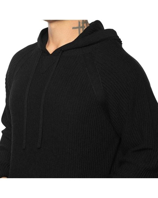 Weston Jon Boucher Black Dune Ottoman Knit Luxury Hoodie With Silk & Wool for men