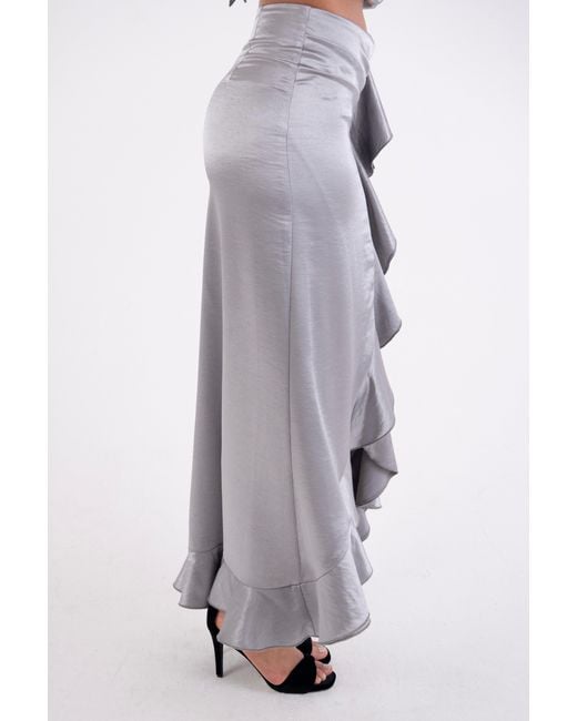 Amy Lynn Gray Susie Satin Ruffle Maxi Skirt